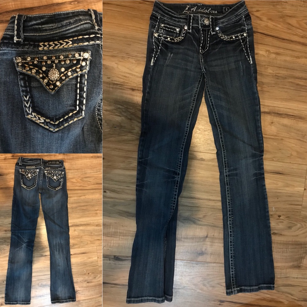 LA Idol jeans with rhinestone on pockets